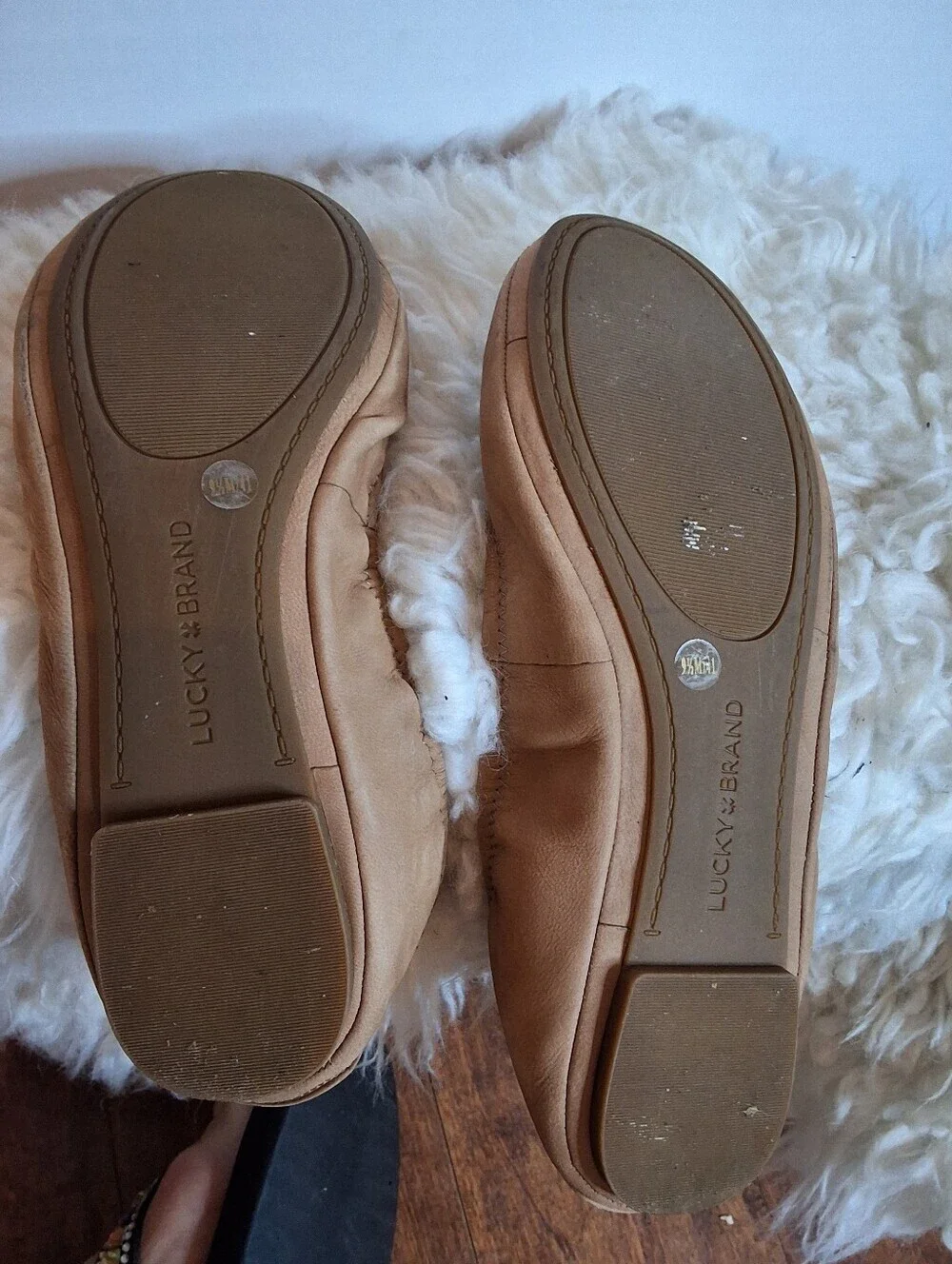 Lucky Brand Emmie Tan Suede Lace Up Ballet Flats Womens 9.5